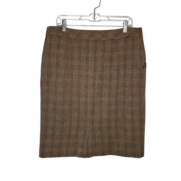 Pendleton Virgin Wool Tiny Houndstooth Plaid Knee Length Straight Skirt Size 14 - Picture 5 of 7